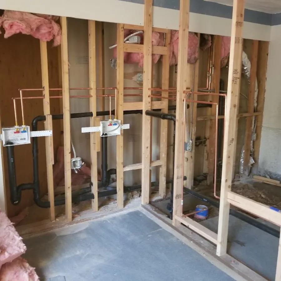 Copper pipe rough-in and plumbing installation in Auburn